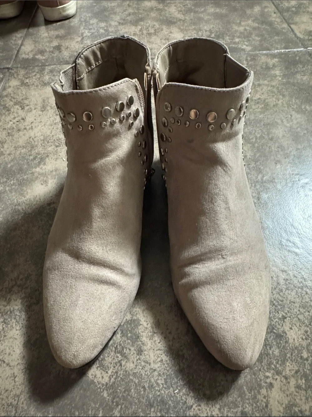 Women’s Taupe Suede Studded Ankle Boots